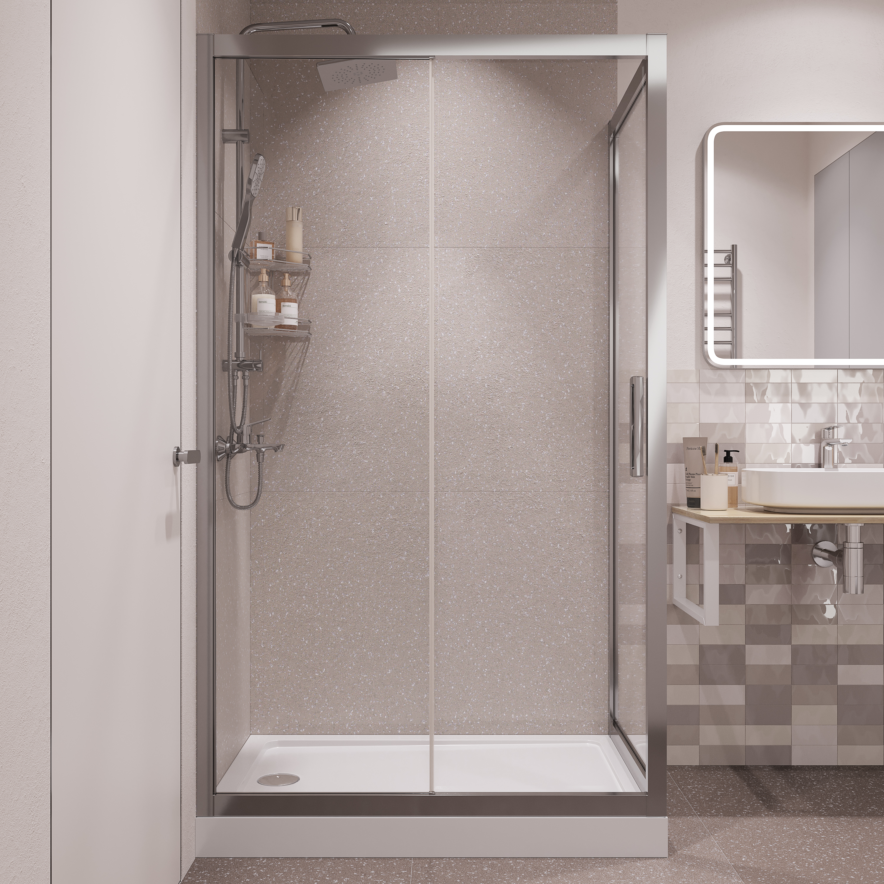 Душевой уголок STWORKI Эстерсунд 120x80 см профиль хром матовый, прозрачное стекло, прямоугольный 3GW012TTKK000 - 0