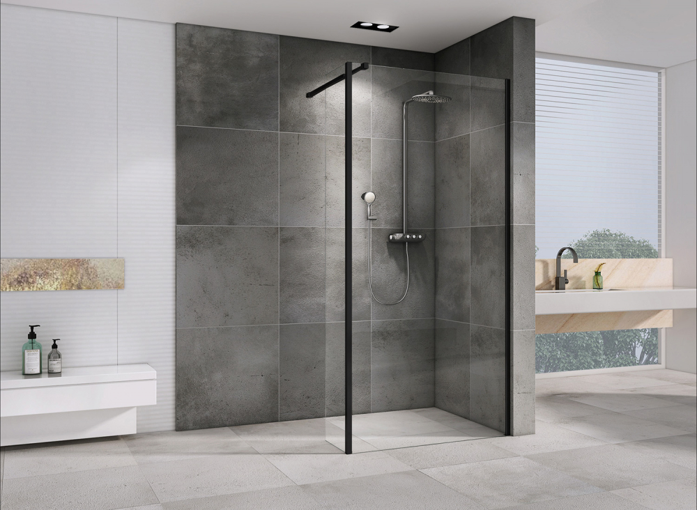 Душевая перегородка ABBER Immer Offen 120 профиль черный  AG66120B - 1