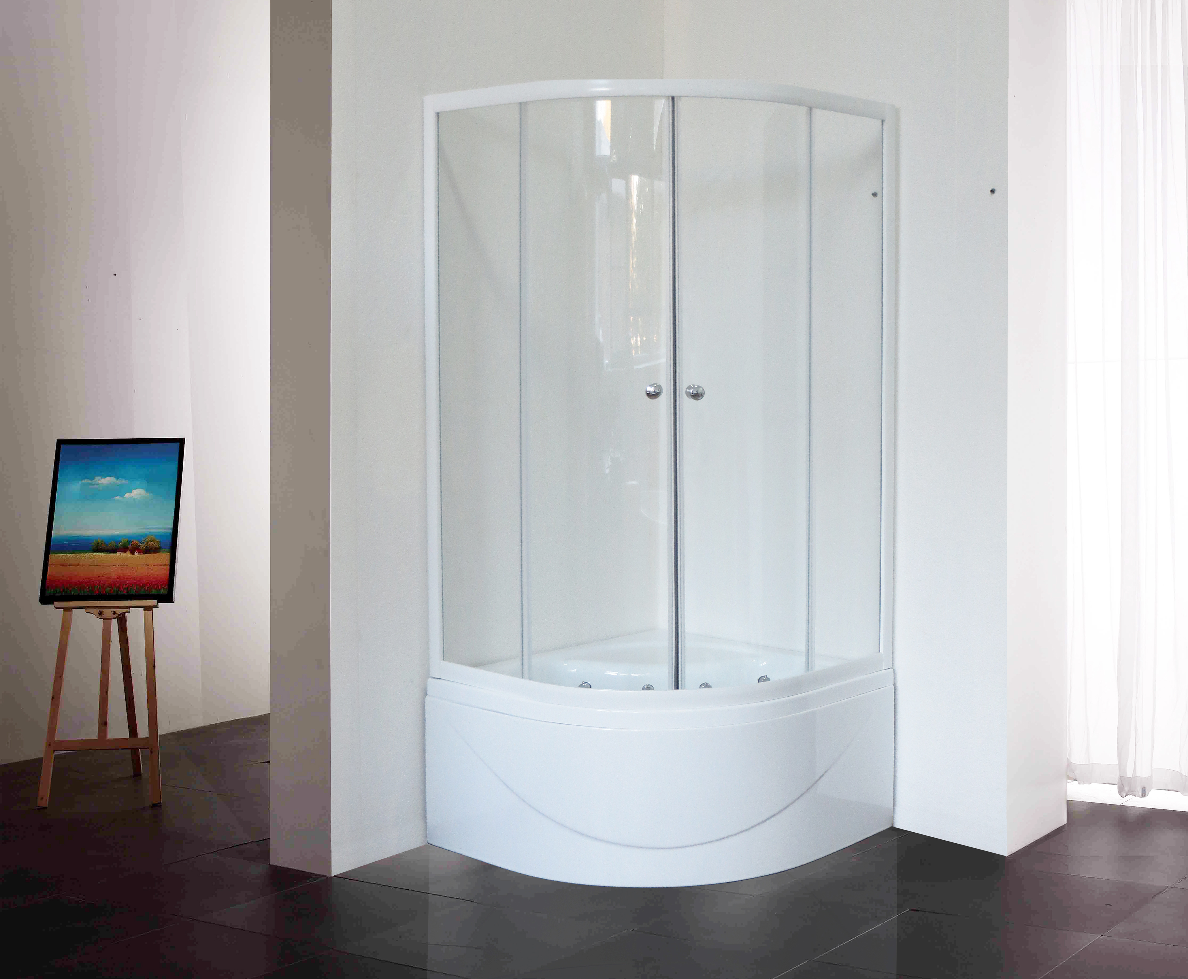 Душевой уголок Royal Bath BK 90х90 с поддоном профиль белый стекло прозрачное RB90BK-T - 3