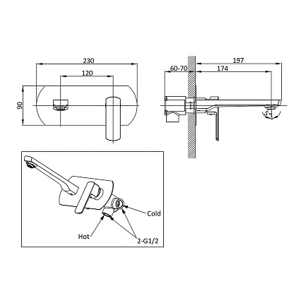 Смеситель для раковины встраиваемый Vincea Next хром VBFW-1N1CH - 1