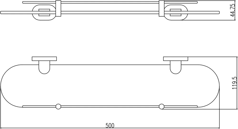 Полка стеклянная Rav Slezak Yukon 50 хром - белый YUA0900/50CB - 1