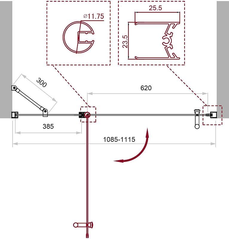 Душевая дверь BelBagno Uno 110 хром  UNO-B-12-40+70-C-Cr - 2