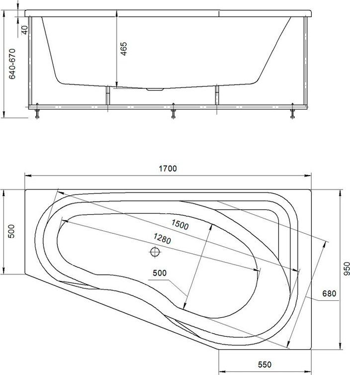 Акриловая ванна Акватек Медея 170x95 R MED180-0000012 - 1