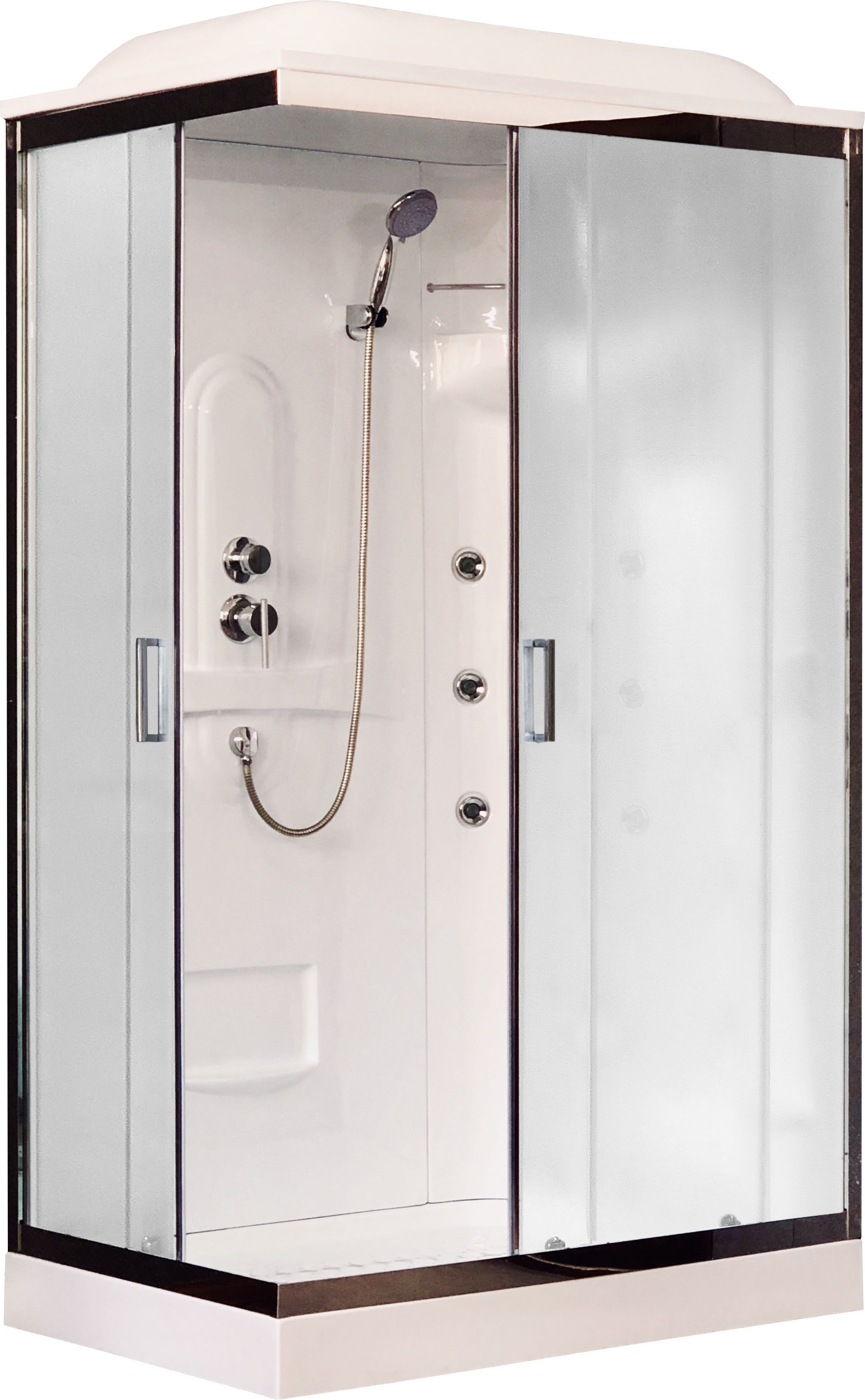 Душевая кабина Royal Bath 120х80 R профиль белый стекло матовое с гидромассажем RB8120HP2-M-R - 0
