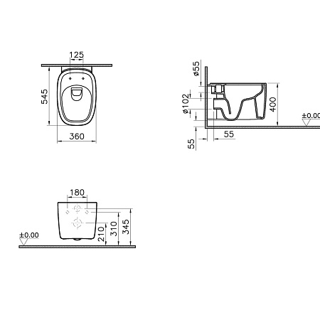 Подвесной унитаз VitrA Plural белый без сиденья 7830B403-0075 - 1