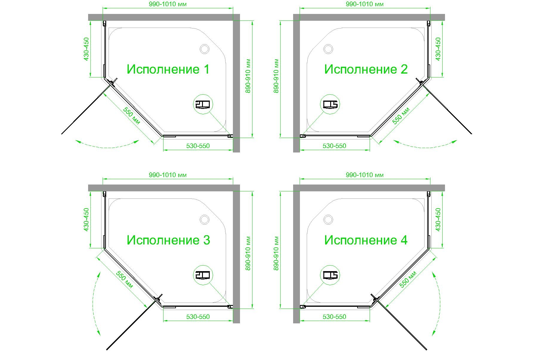Душевой уголок Royal Bath TR 90х100 профиль белый стекло прозрачное RB1090TR-T - 3