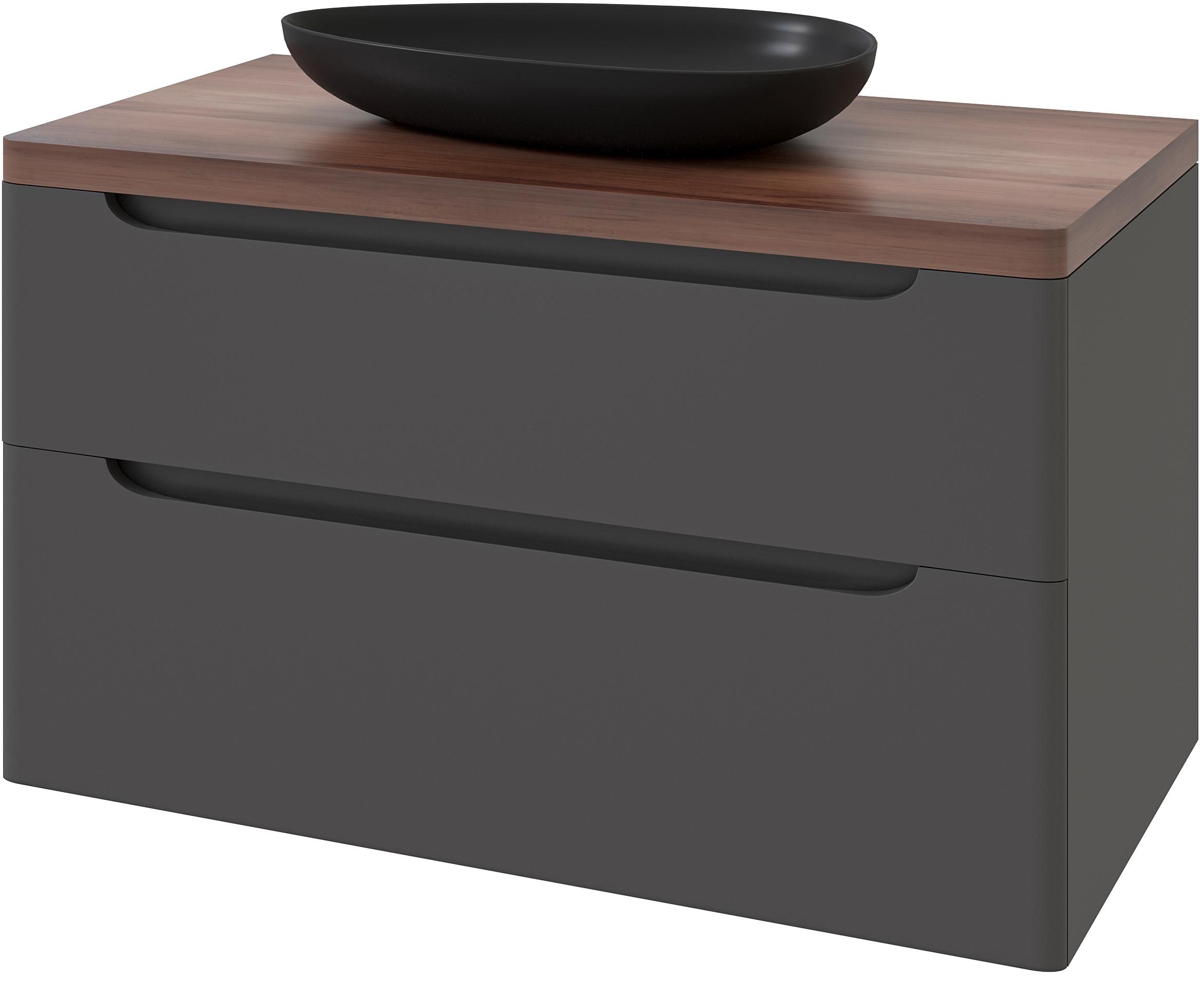 Мебель для ванной STWORKI Берген 100 серая с темной столешницей,  раковина Bocchi Etna Etna 1114-004-0125 черная 568139 - 6