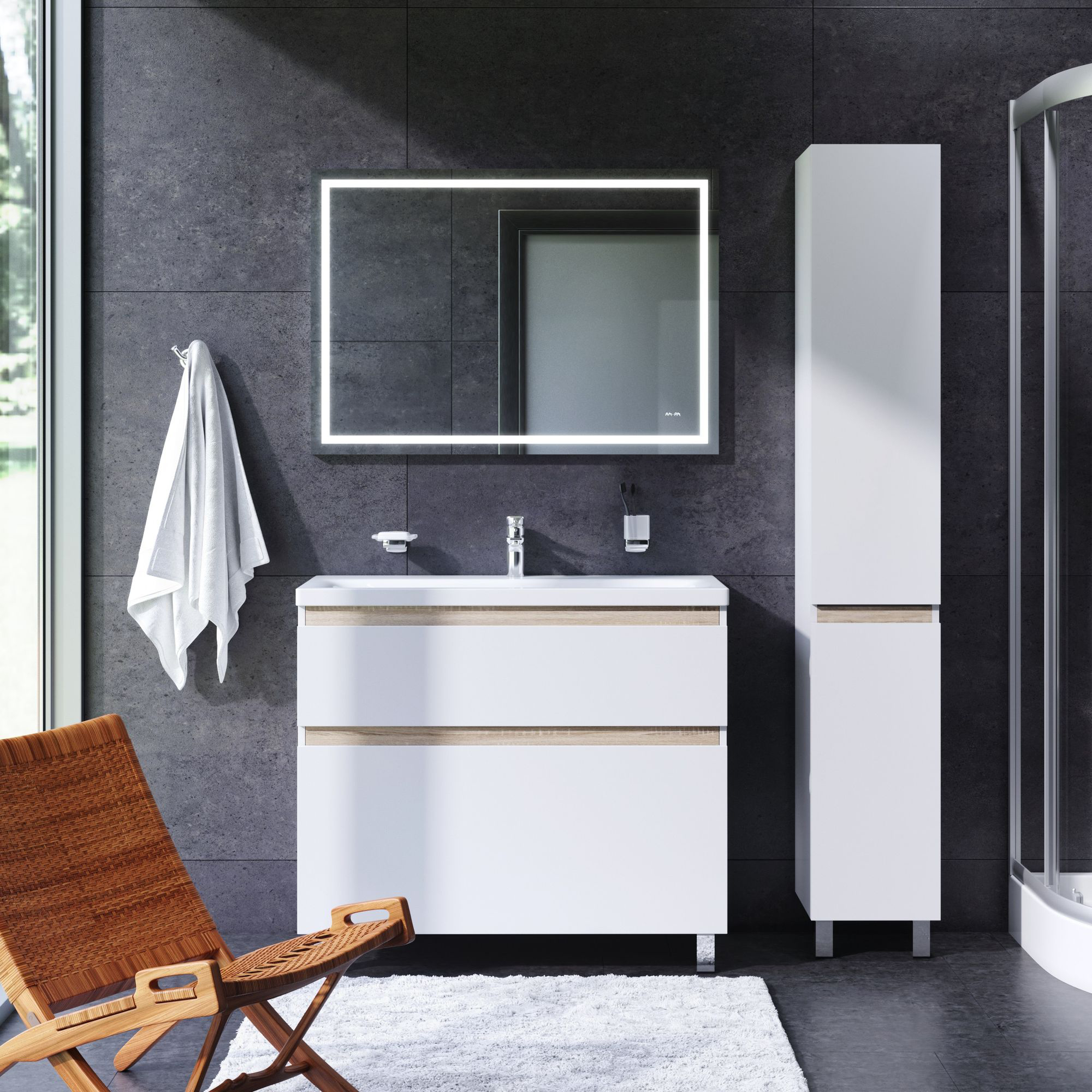 Зеркало AM.PM Gem 100 с подсветкой по периметру M91AMOX1001WG - 1