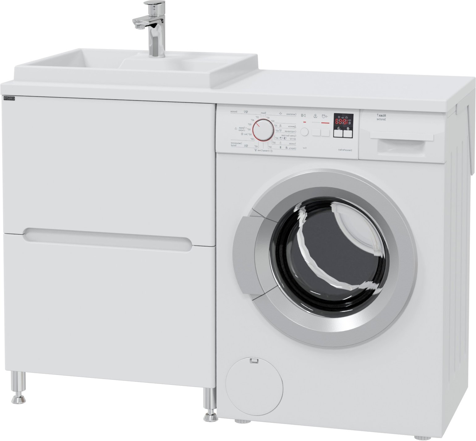 Тумба под раковину над стиральной машиной напольная Санта Марс 59 белый 700305 - 2