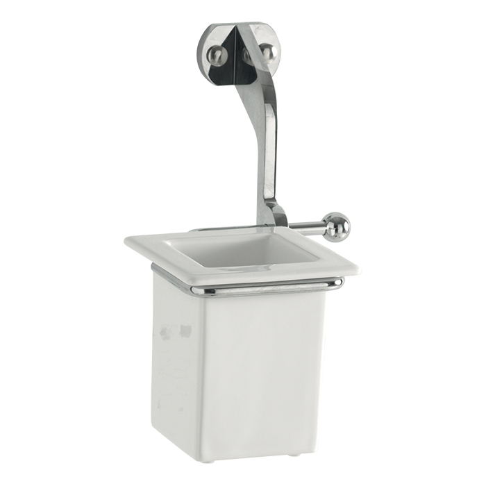 KERASAN Стакан подвесной, стакан керамика белая, держатель хром (СПЕЦ.ЦЕНА из наличия) 741090 - 0