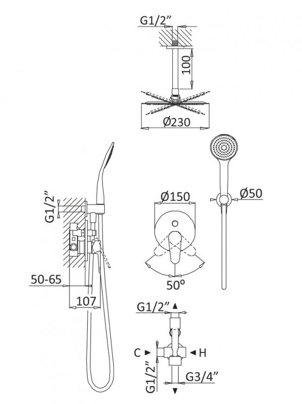 Душевой комплект Cezares CZR-B-DSIS-01 - 1