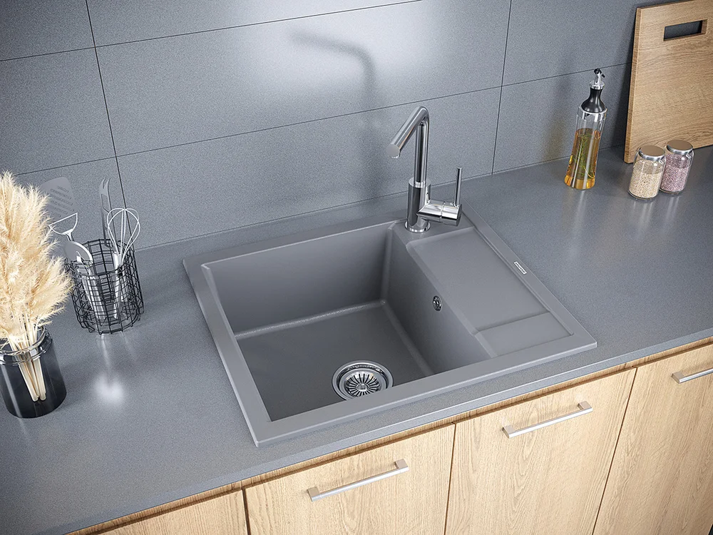 Мойка кухонная Paulmark Optimum 60 серый матовый  PM216050-GRM - 2