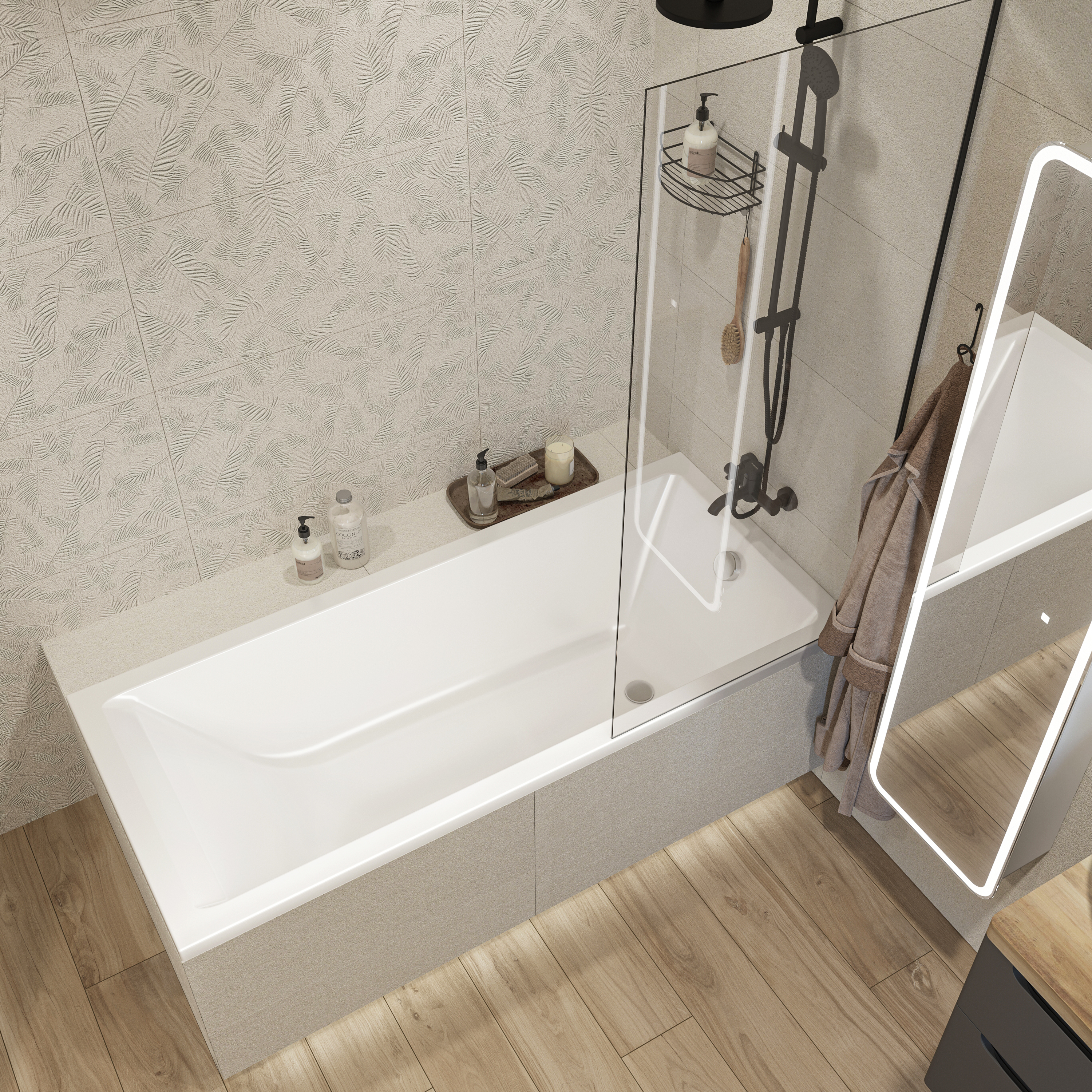 Акриловая ванна STWORKI Карлстад 170x75, с каркасом и сливом-переливом 563281 - 2