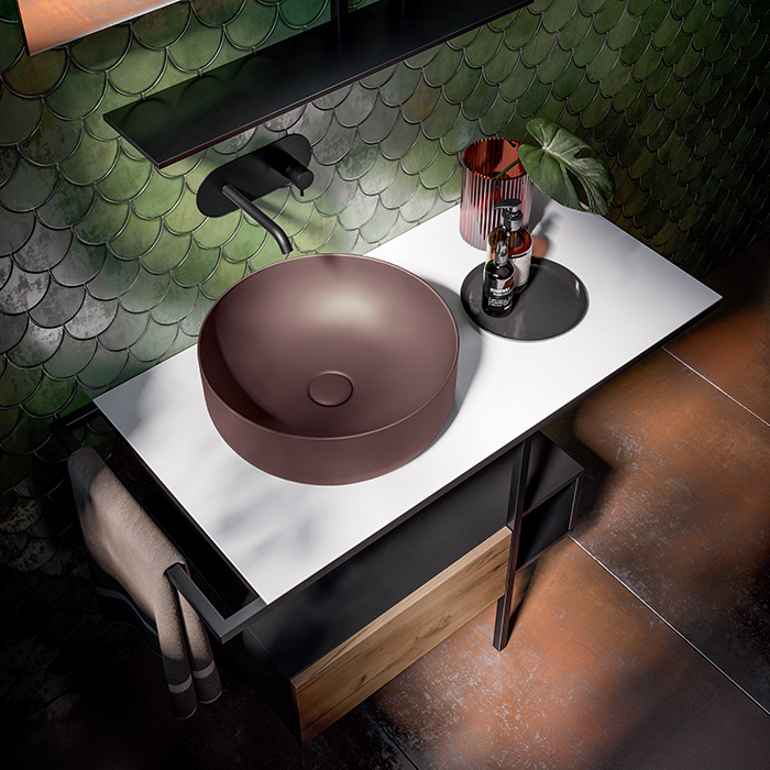 Раковина накладная Kerasan Nolita 40 бургундский матовый  534475 - 1