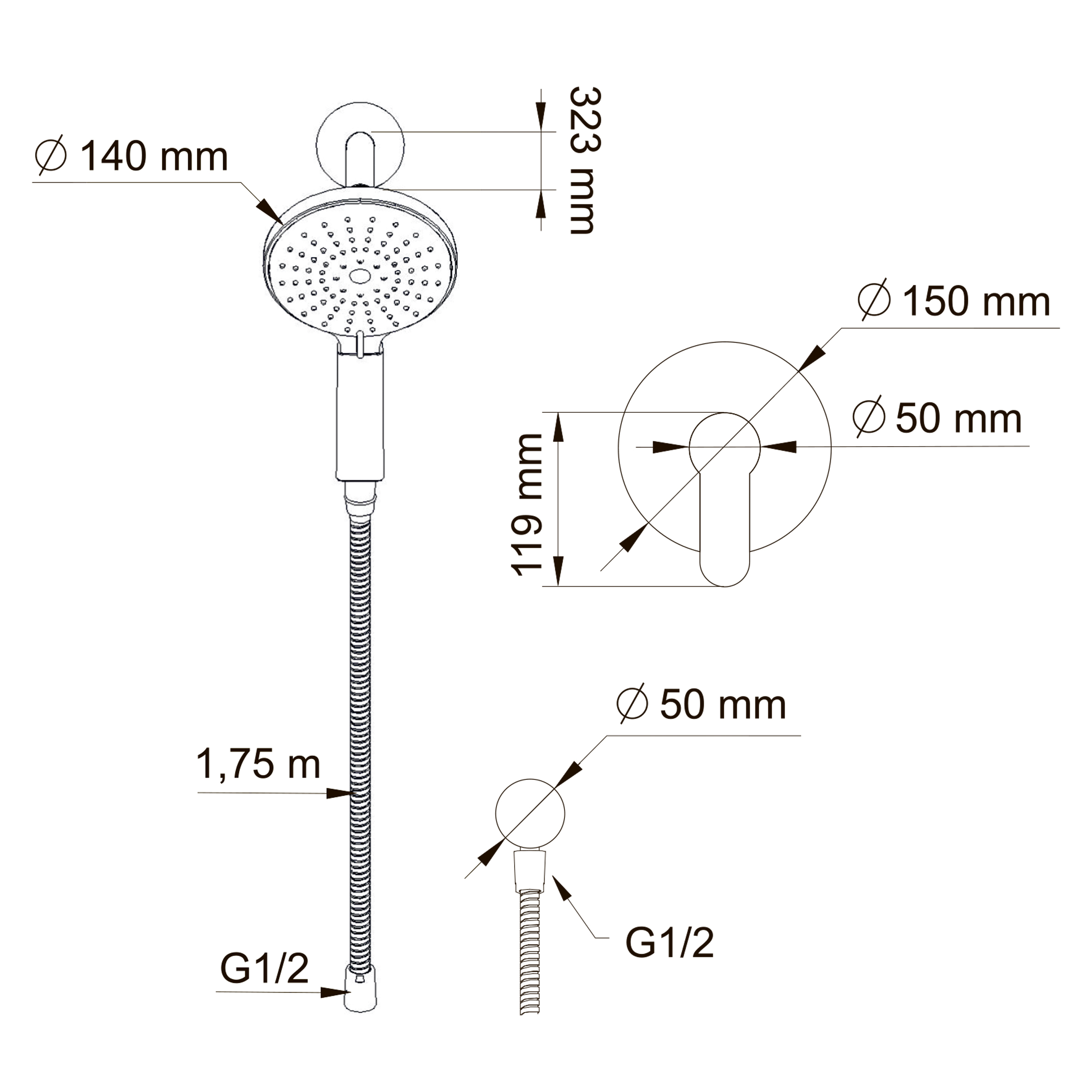 Swedbe Platta Душевой комплект с магнитным держателем со встроенным смесителем 5532 - 6