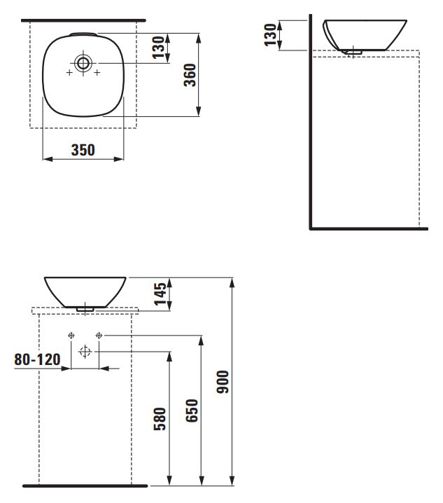 Накладная раковина Laufen Ino 35 см  8.1230.0.000.109.1 - 3