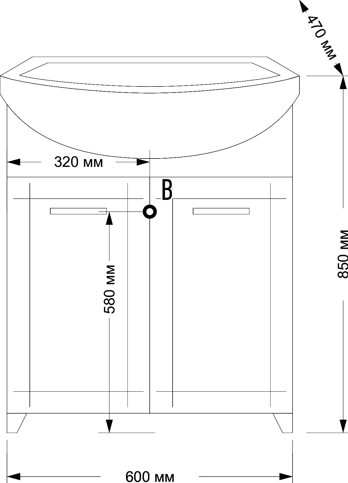 Тумба с раковиной Misty Уют 60 прямая белая - 5
