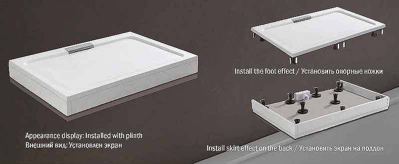 Душевой поддон с сифоном WeltWasser WW TRS 90х70 белый  10000008794 - 9