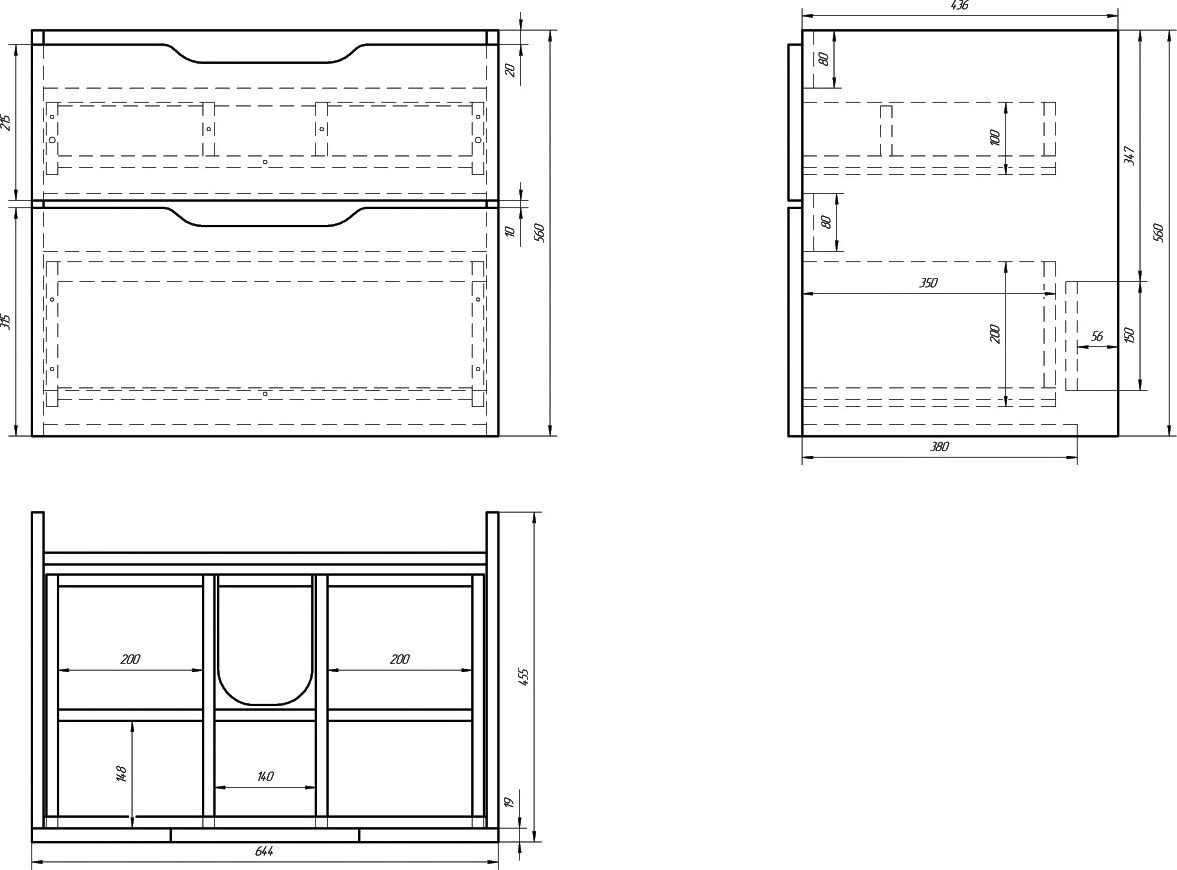 Тумба под раковину Dreja.eco Q 64.4 см  99.0002 - 6