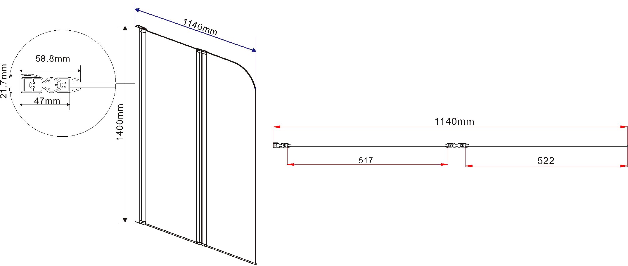 Шторка на ванну Vincea VSB-12114CH-R 114 см, R, профиль хром, стекло шиншилла - 3