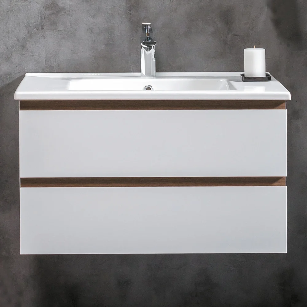 Тумба под раковину Armadi Art Capolda 85 белый ручка дерево 849-085-WW - 0