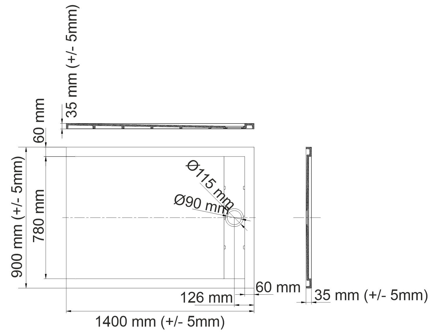 Поддон для душа Wasserkraft Abens 20T36 140x90 - 1