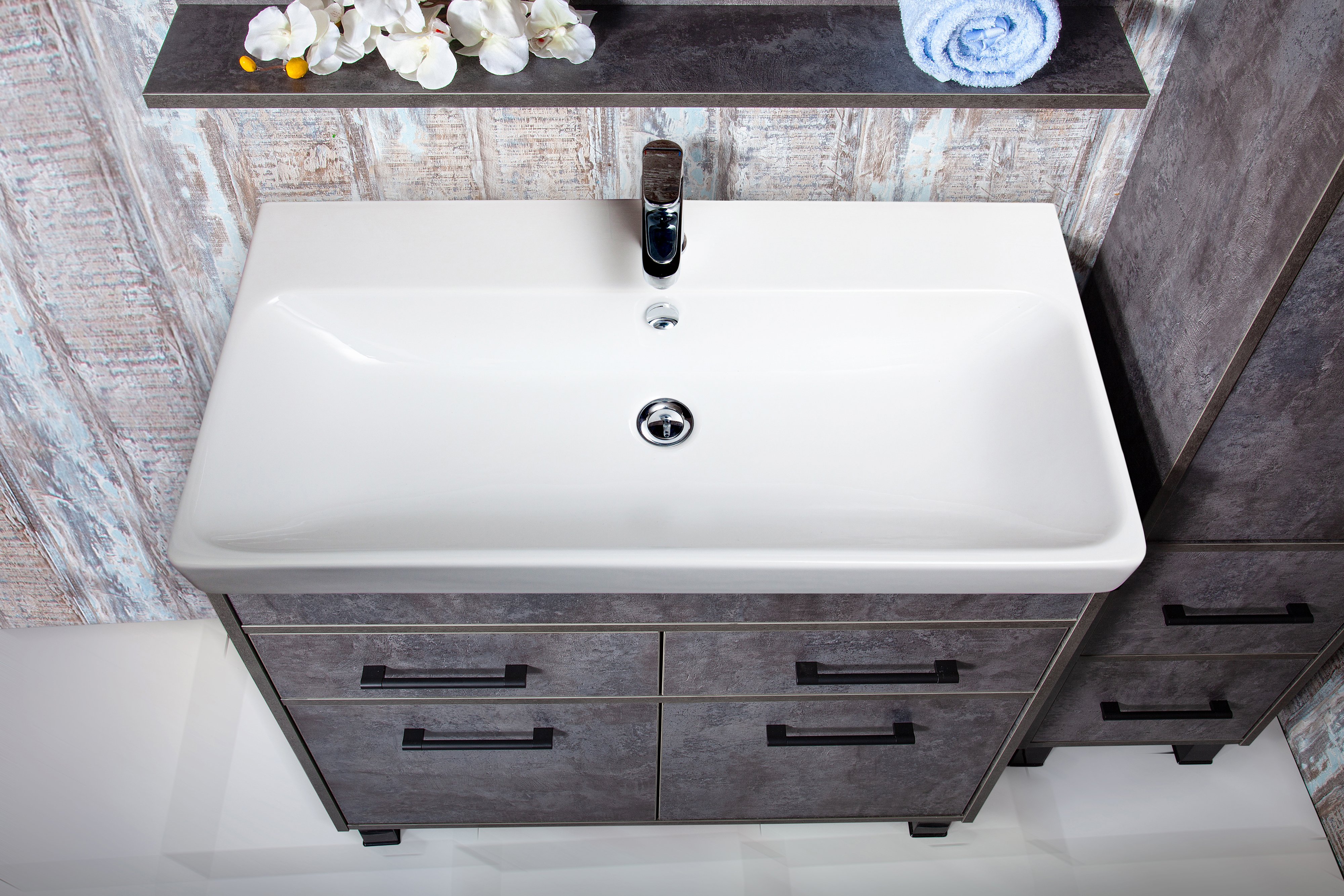 Тумба с раковиной Бриклаер Чили 90 цемент - 4