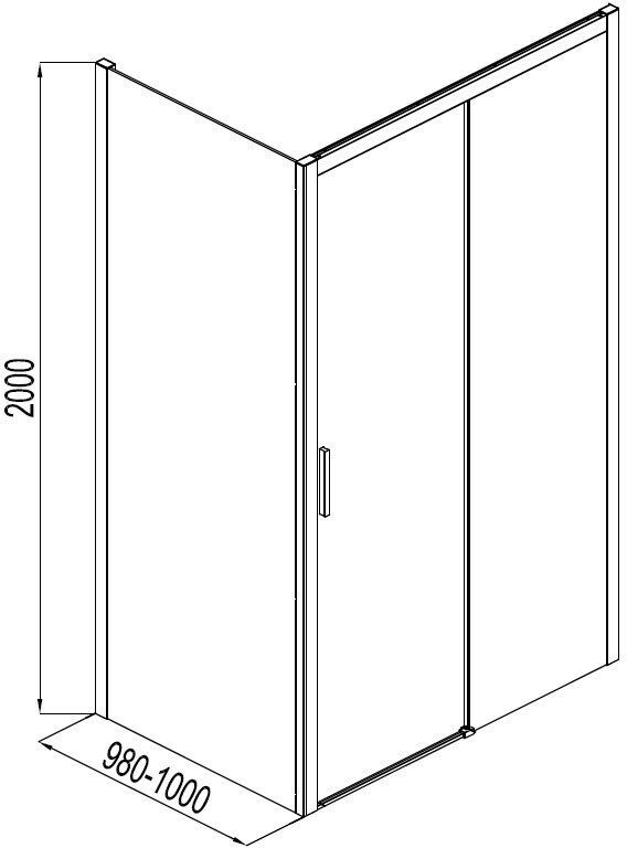 Боковая стенка Aquanet Pleasure AE60-F-100H200U-BT 100, прозрачное стекло 233149 - 1
