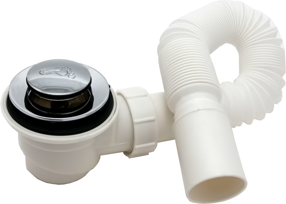 Сифон для поддона Royal Bath хром Sifon-knopka+gofra - 0