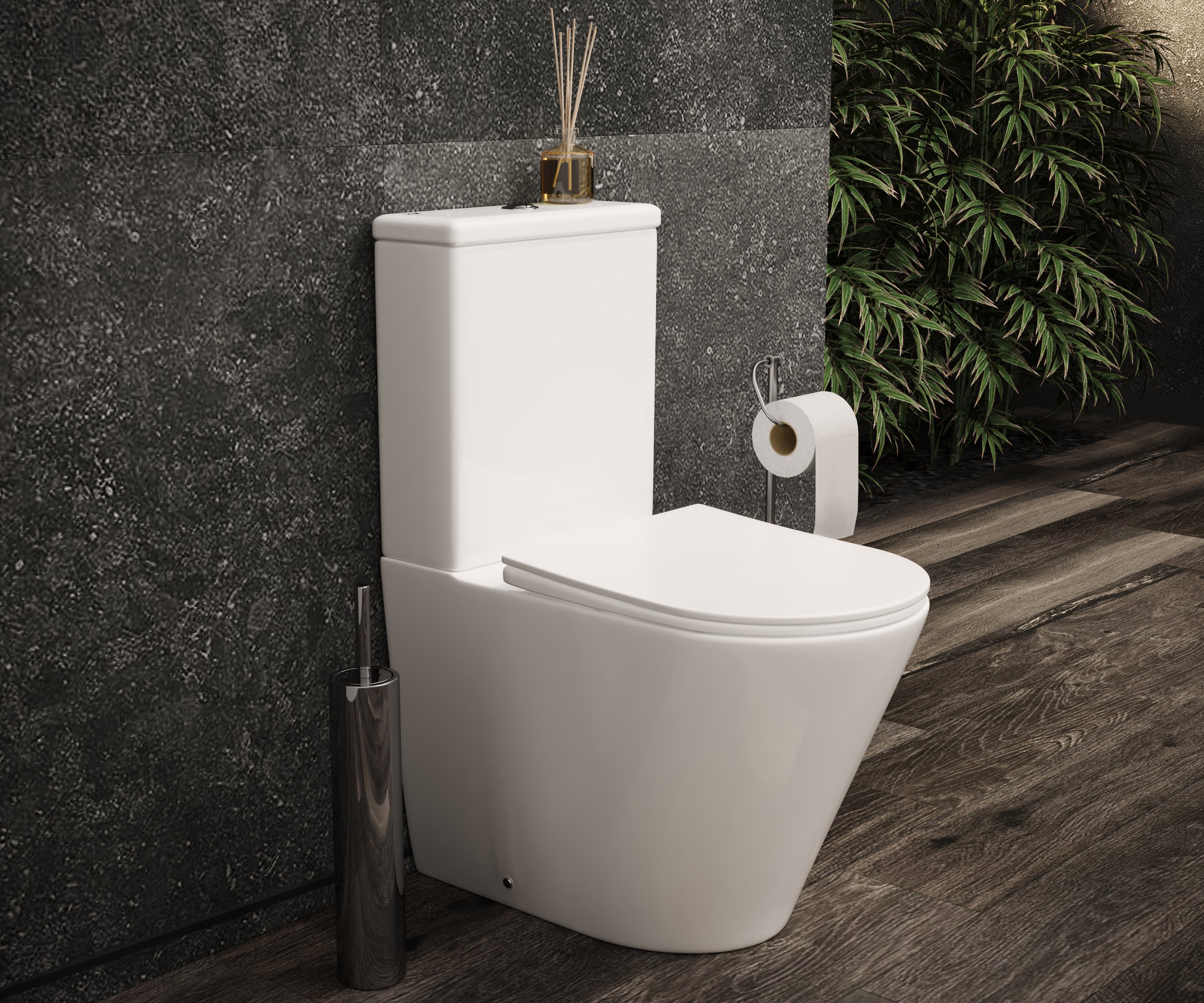 Чаша для унитаза-компакта Ceramica Nova Highlight Rimless c сиденьем-крышкой CN1802-B - 1