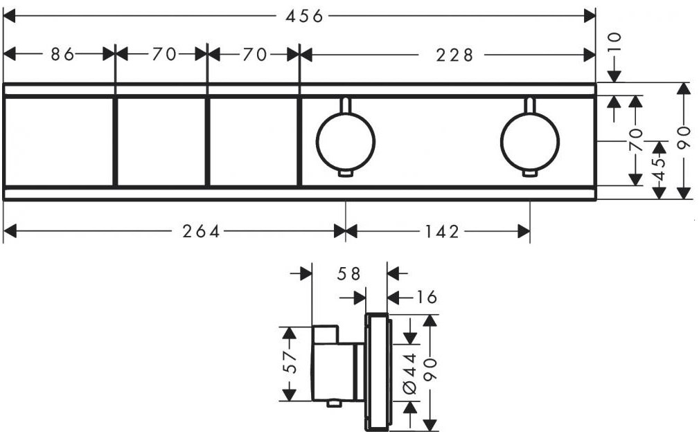 Термостат hansgrohe RainSelect для скрытой установки 2 функции 15380000 - 1