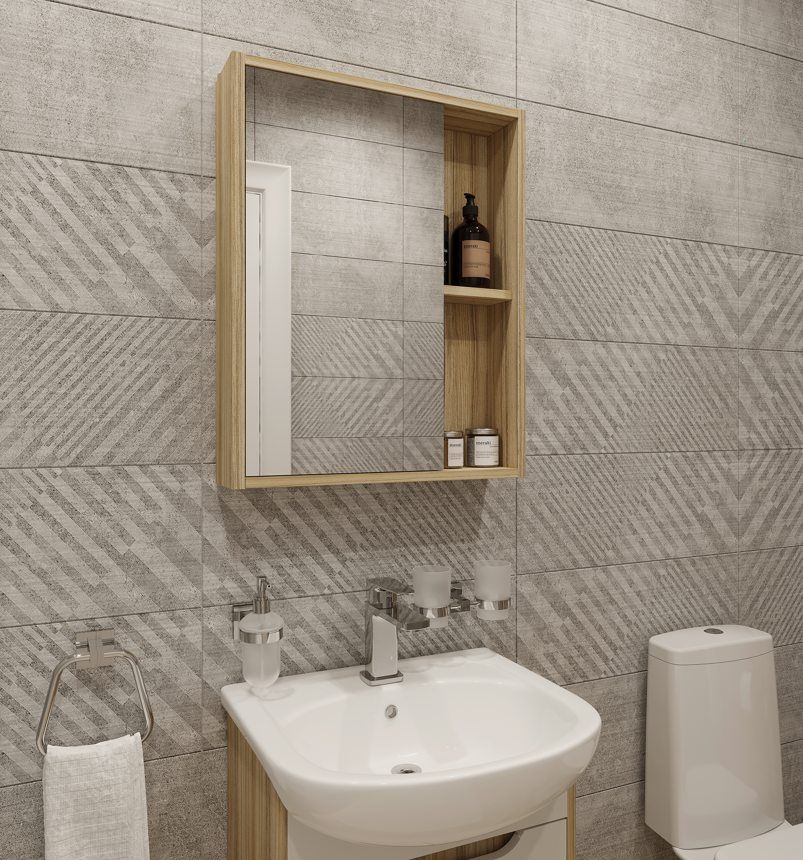 Мебель для ванной DIWO Углич 50 в скандинавском стиле, белый, под дерево 461717 - 2