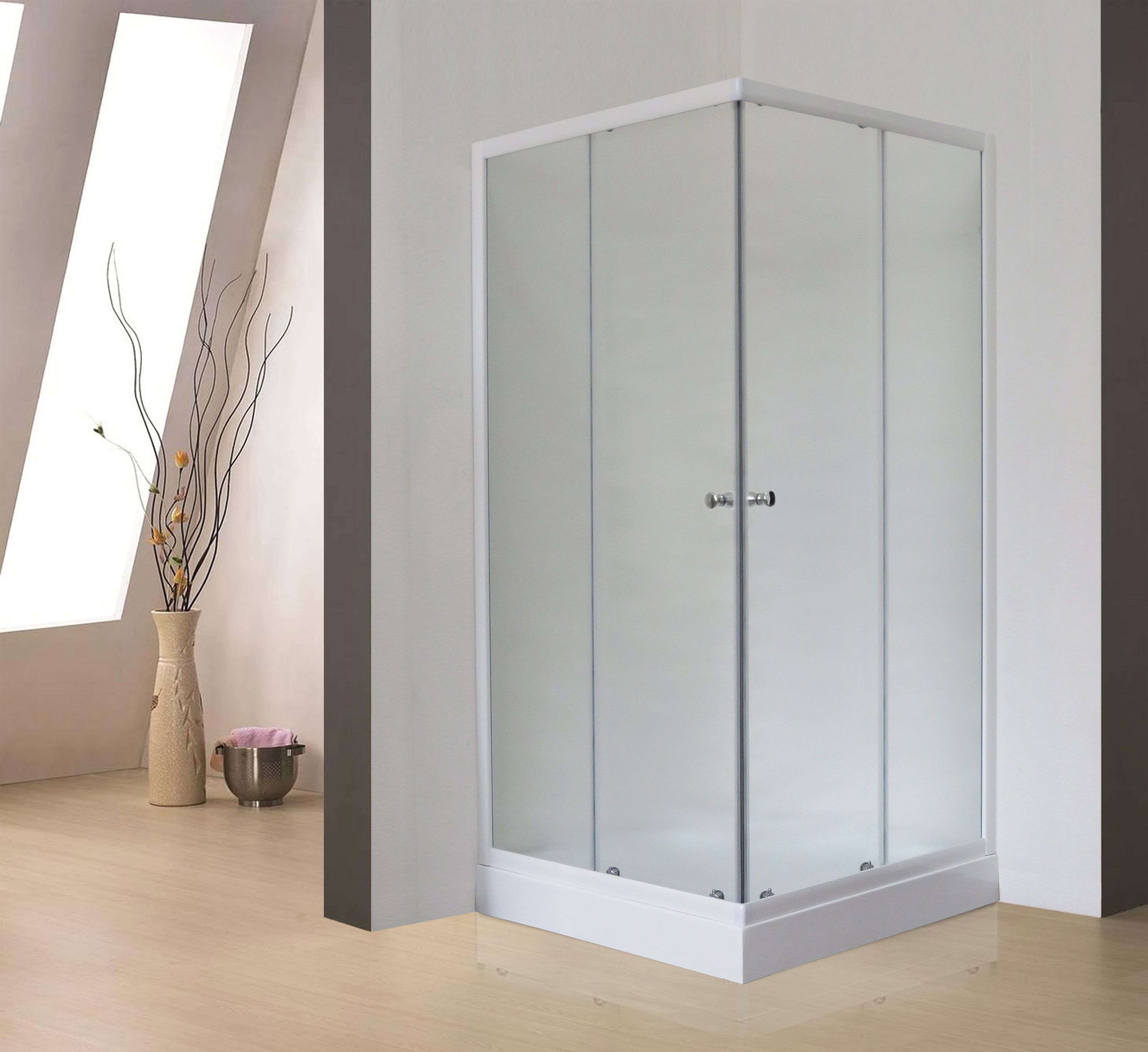 Душевой уголок Royal Bath HP 90x90 с поддоном профиль белый стекло матовое RB90HP-C - 1