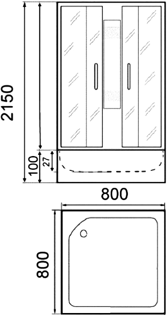Душевая кабина Parly Frost FQ811 80x215, с поддоном, профиль сатин, стекло матовое - 4