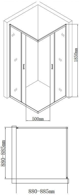 SE-900S Душ. Ограждение квадрат 90*90*185, стекло 4 мм, прозр.  270063 - 7