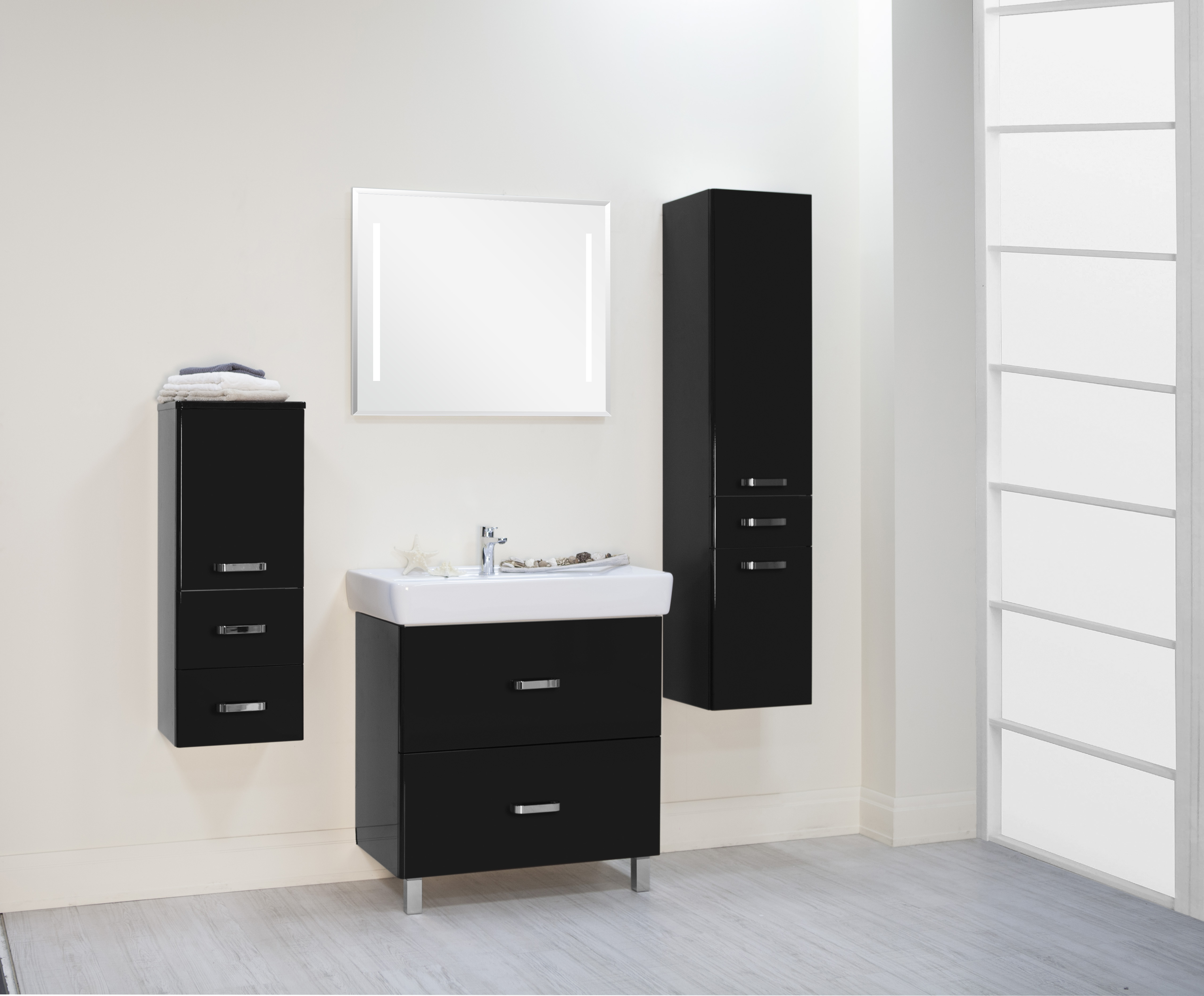 Тумба с раковиной Акватон Америна Н 80 черная - 1