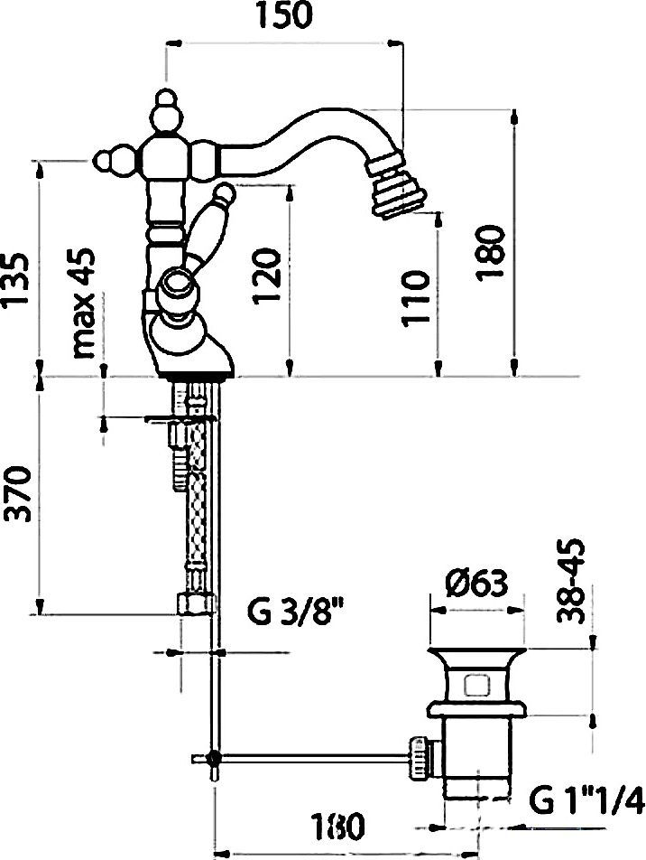 Смеситель для биде Webert Alexandra бронза  AL710402065 - 1