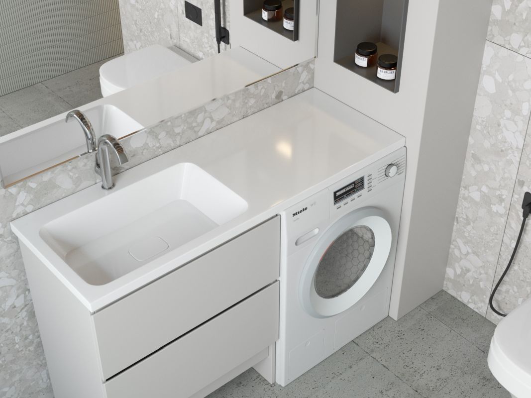 Раковина Stella Polar Kamilla 130 L на стиральную машину белый 4627173210591 - 3