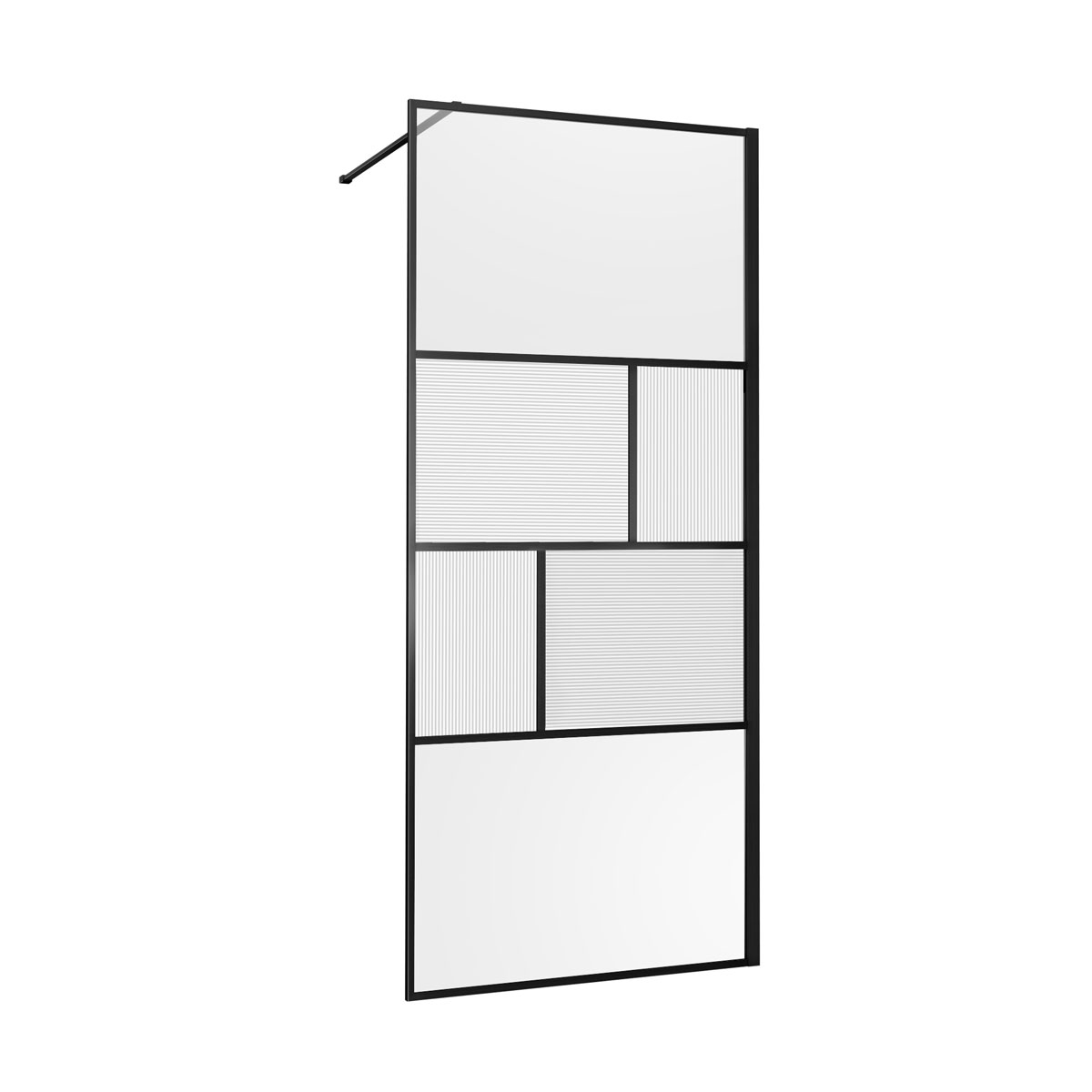 Душевая перегородка Vincea Walk-In 90х200 профиль черный стекло рифленое  VSW-1HC900CFB - 3