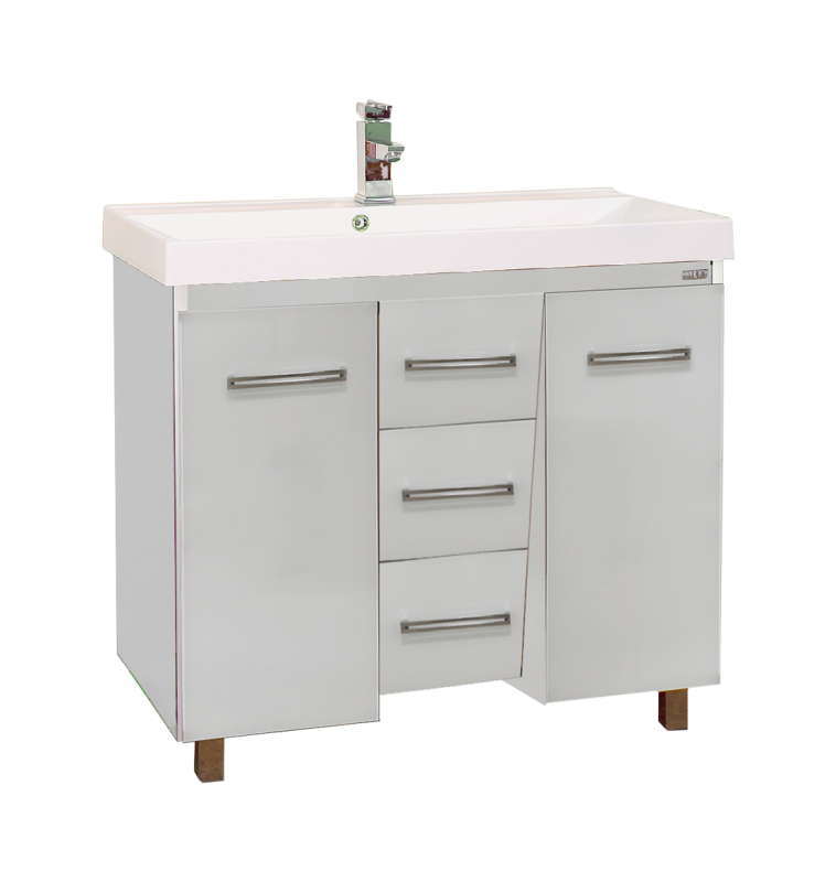 Джулия QVATRO -105 Тумба с 3 ящ. конус белая Л-Джк01105-0110Ко3 - 0