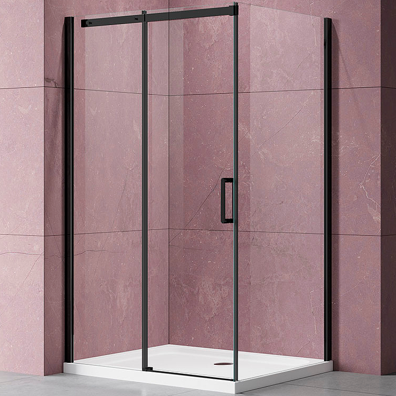 Душевой уголок Vincea Dice 140х80 черный стекло прозрачное VSR-4D8014CLB - 0