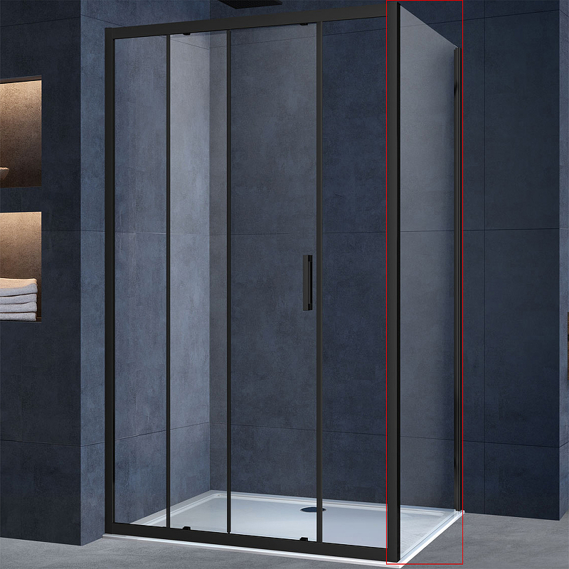 Боковая стенка Vincea Alpha 90х190 профиль черный стекло прозрачное VSG-3AL900CLB - 1