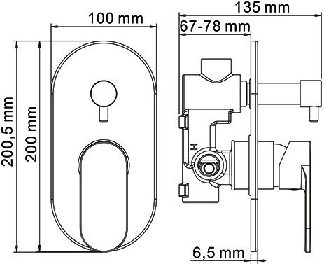 Смеситель Wasserkraft Elbe 7441 С ВНУТРЕННЕЙ ЧАСТЬЮ, для ванны с душем - 4
