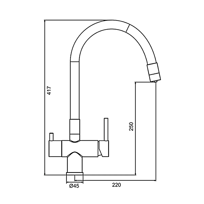 Смеситель для кухни Gappo черный матовый G4398-39 - 1