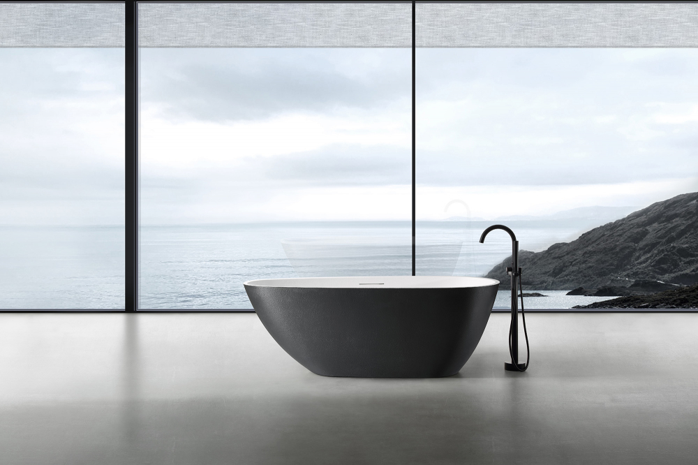 Ванна из искусственного камня ABBER Dortmund AM9911BW черно-белая матовая - 1