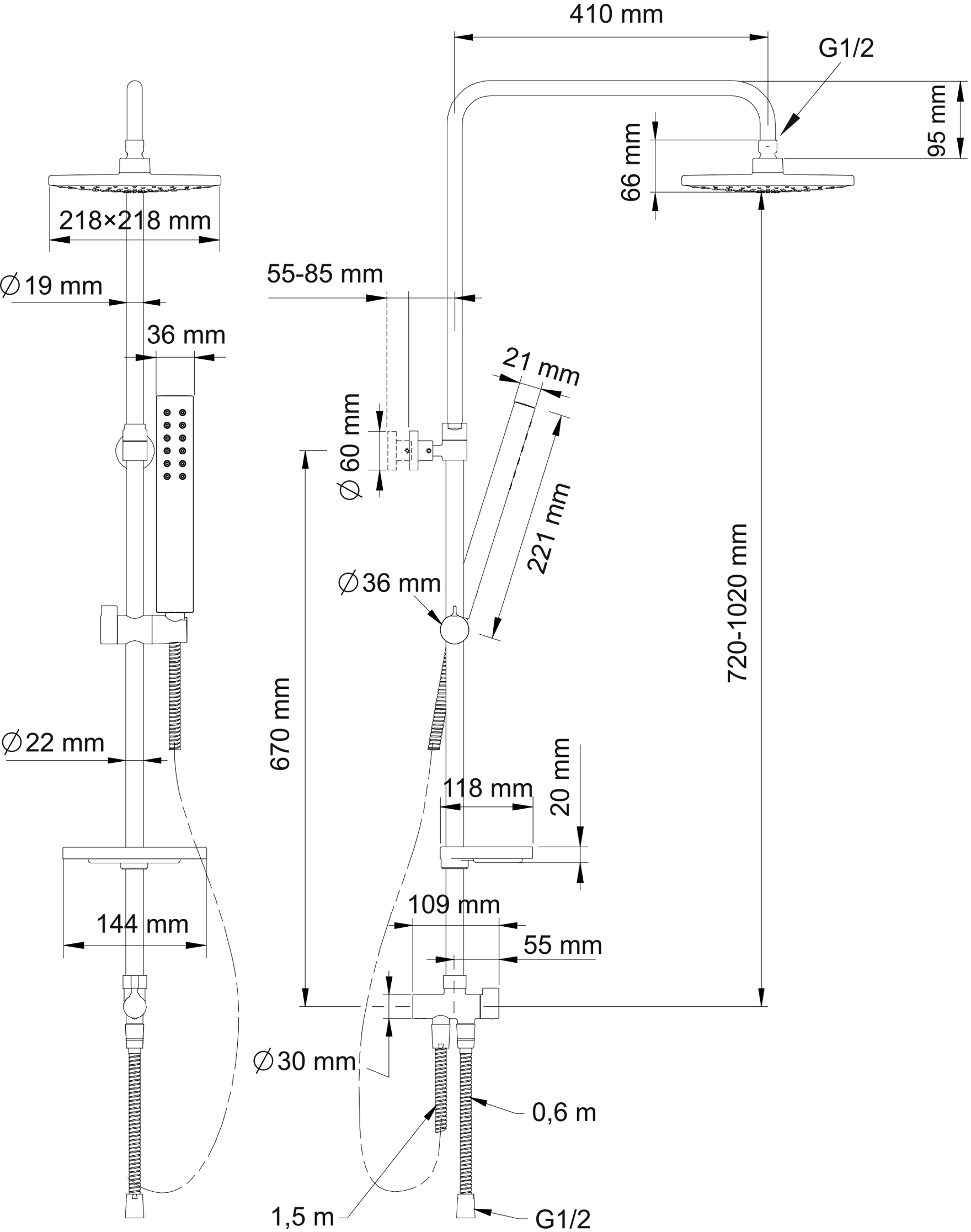 Душевая стойка Swedbe Calypso хром  5067 - 10