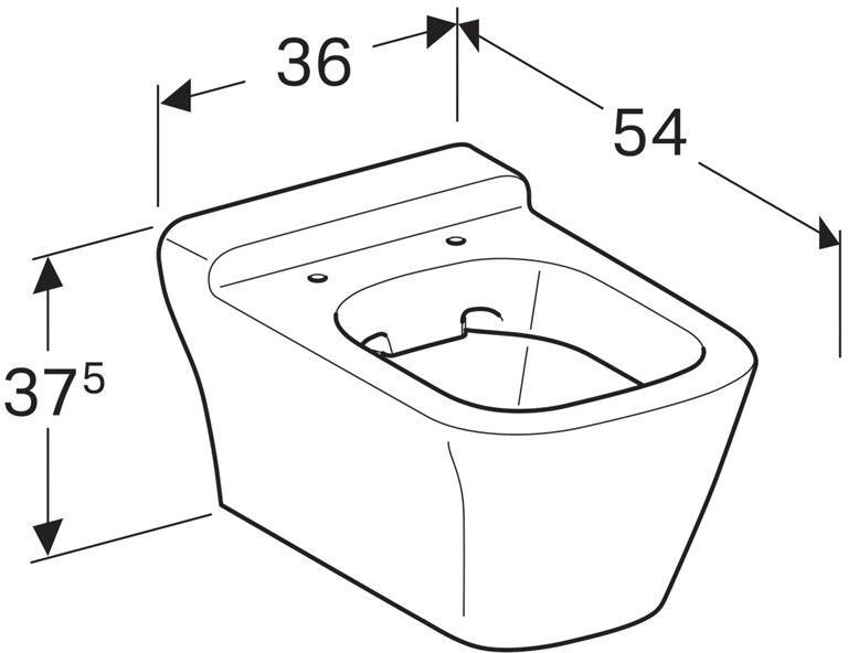 201460600 GEBERIT унитаз подвесной MYDAY безободковый Rimfree 6л /54х36/(белый) - 2
