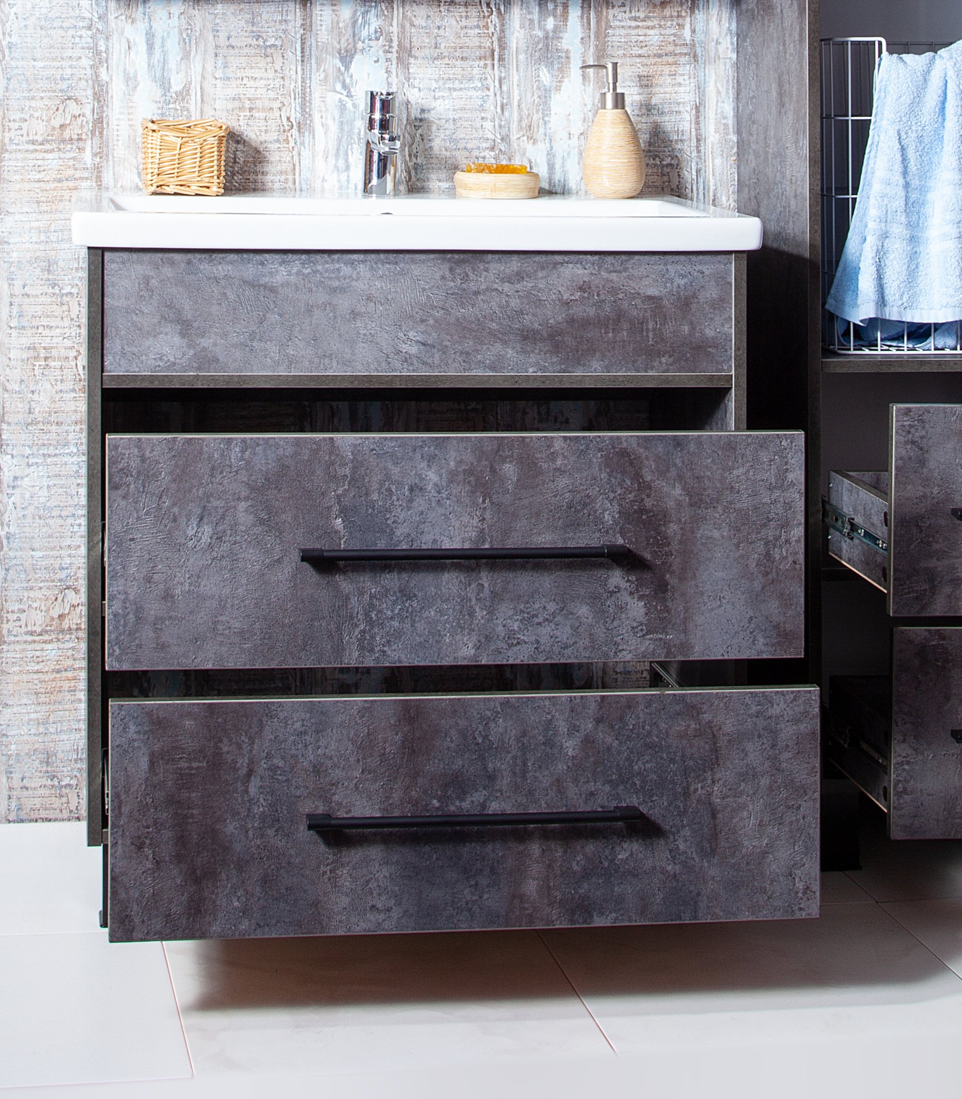 Тумба с раковиной Бриклаер Чили 70 цемент - 2