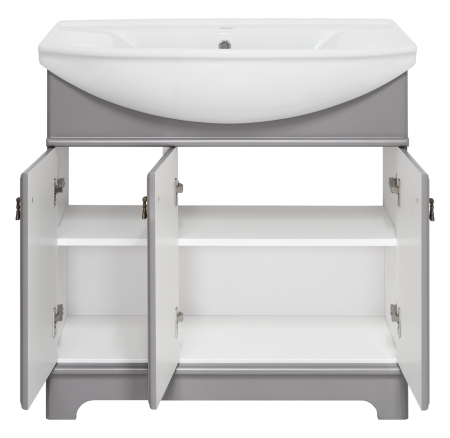 Тумба с раковиной Misty Лувр 85 серая глянцевая УТ000014314 - 1