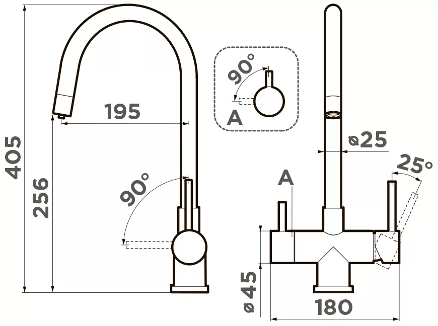Смеситель для кухни Omoikiri Akita графит  4994354 - 3